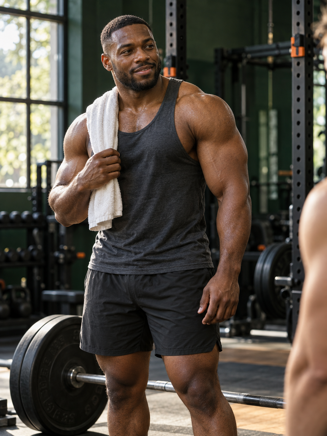 Erwachsener Kraftsportler im Trainingsalltag. KI-generiertes Kampagnenmotiv.